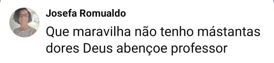 Depoimento de aluna dizendo que começou fazendo os exercícios e se sente muito bem